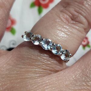 Ouro Preto Diamond-cut Topaz 5 Stone Platinum/Sterling Silver Ring